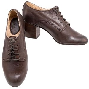 FRYE WOMENS STELLA OXFORD LEATHER BROWN US 8.5M